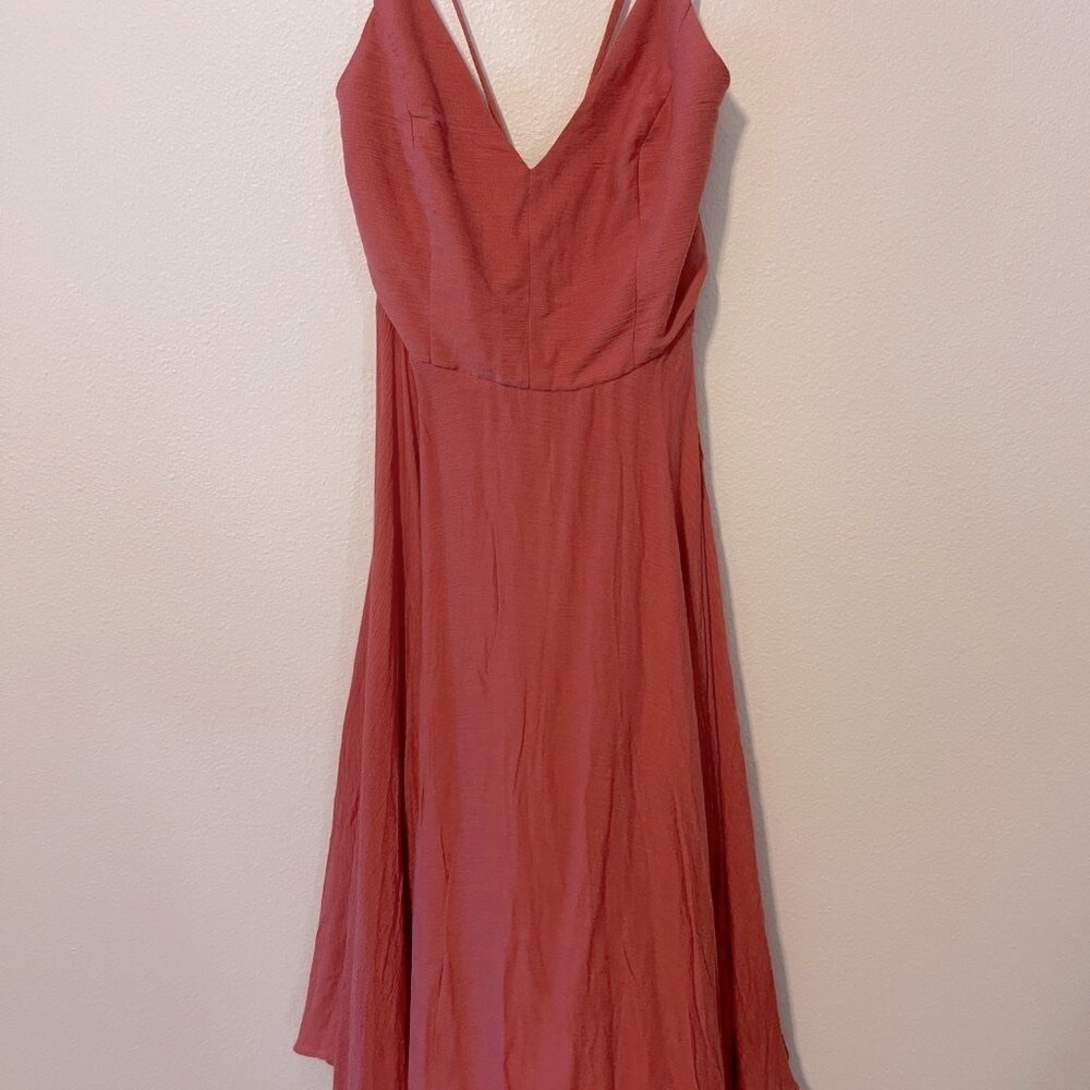 Lulu's Troulos Rust Red Lace-up Midi Dress
